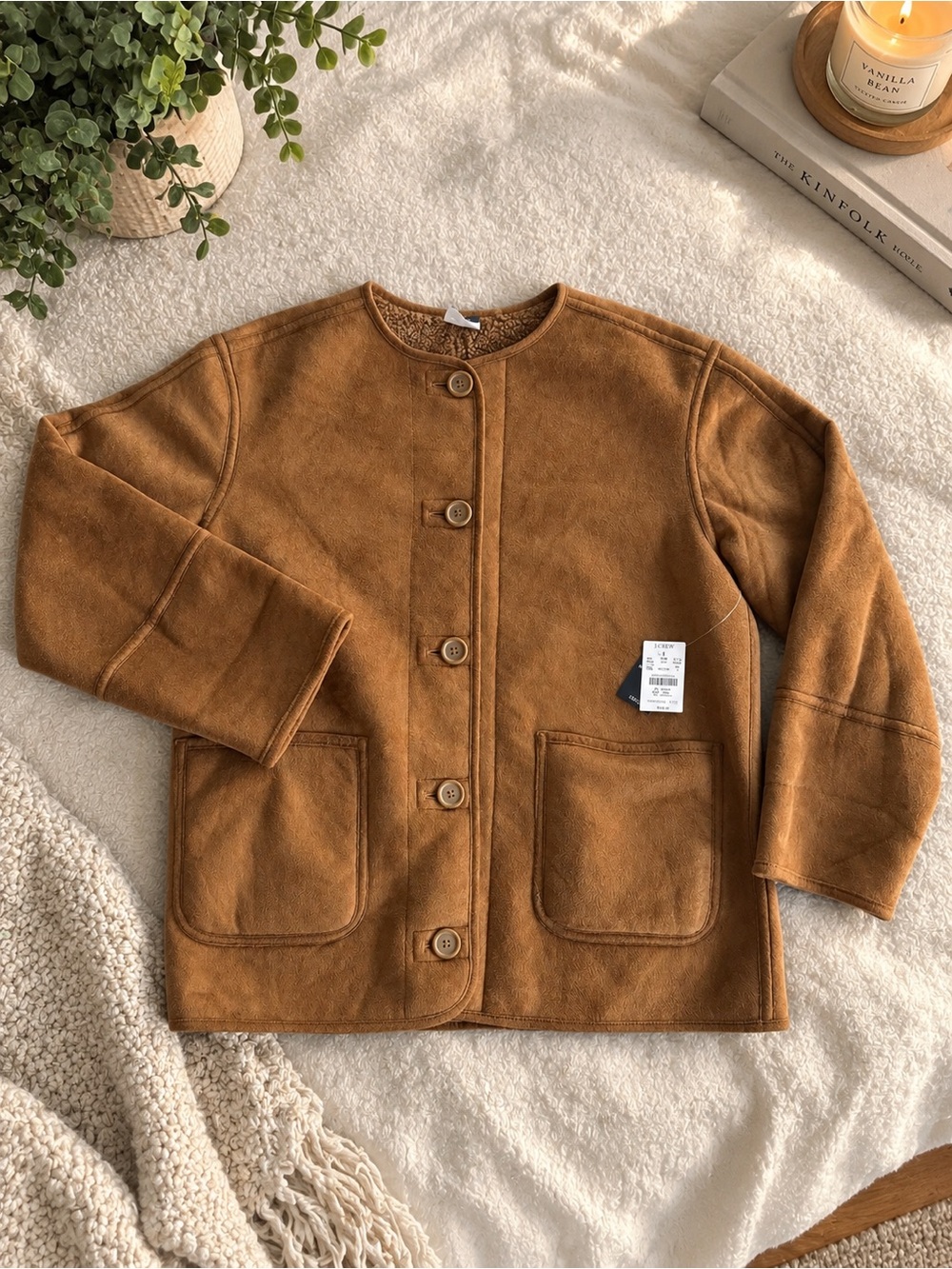 J. Crew Tan Reversible Sherpa and faux-suede jacket